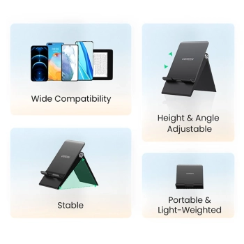  Składana podstawka na telefon tablet z regulacją wysokości czarna - zdj. dodatkowe 2