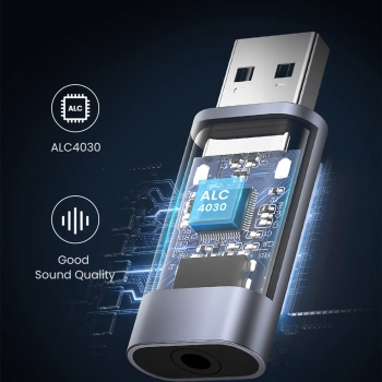  Adapter przejściówka audio na słuchawki USB-A do miniJack 3.5mm szary - zdj. dodatkowe 10