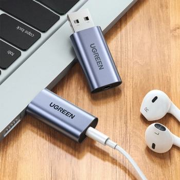  Adapter przejściówka audio na słuchawki USB-A do miniJack 3.5mm szary - zdj. dodatkowe 1