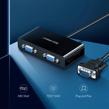  Rozdzielacz ekranów monitorów adapter Video VGA - 2x VGA czarny - zdj. dodatkowe 1