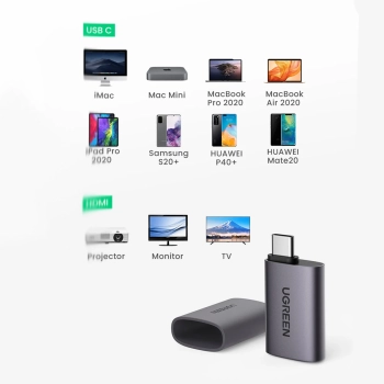  Adapter przejściówka obrazu Video USB-C na HDMI 4K szary - zdj. dodatkowe 1