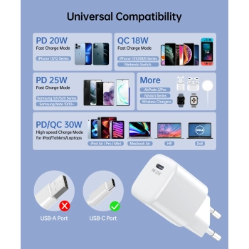  Ładowarka sieciowa GaN USB-C PD 30W biała - zdj. dodatkowe 3