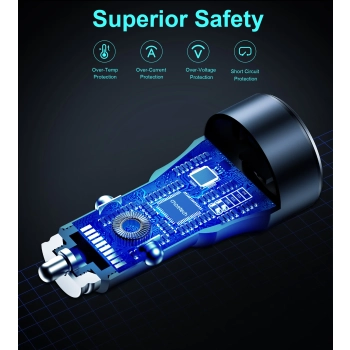  Ładowarka samochodowa USB-C USB-A PD 63W czarna - zdj. dodatkowe 5