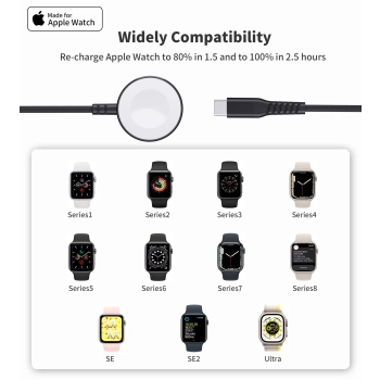  Ładowarka indukcyjna 5W do Apple Watch + kabel USB-C czarna - zdj. dodatkowe 2