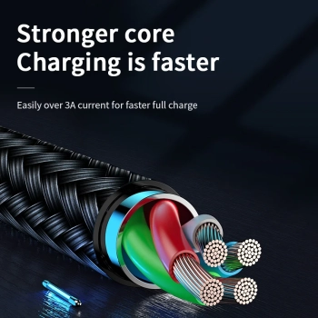  Kabel przewód USB-A - microUSB 3A wskaźnik ładowania 1.2m czarny - zdj. dodatkowe 2