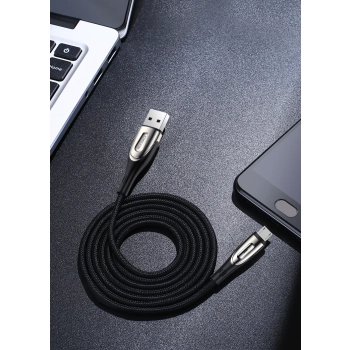  Kabel przewód USB-A - microUSB 3A wskaźnik ładowania 1.2m czarny - zdj. dodatkowe 7