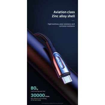  Kabel przewód USB-A - microUSB 3A wskaźnik ładowania 2m czarny - zdj. dodatkowe 8