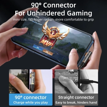  Kabel przewód kątowy do iPhone USB-A - Ligtning 2.4A 1.2m niebieski - zdj. dodatkowe 5