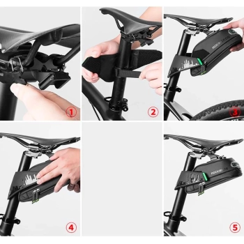  Torba rowerowa na telefon narzędzia pod siodełko z szybkozłączką czarna - zdj. dodatkowe 10