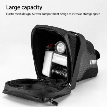  Torba rowerowa wodoodporna mocowana pod siodełko pojmność 1.5L czarna - zdj. dodatkowe 7