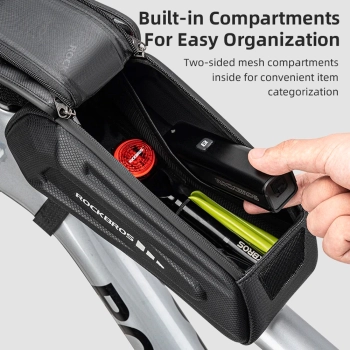  Torba rowerowa na ramę z pokrowcem na telefon wodoodporna czarna - zdj. dodatkowe 3