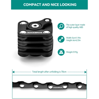  Zapięcie rowerowe blokada koła składane na klucz - czarne - zdj. dodatkowe 2
