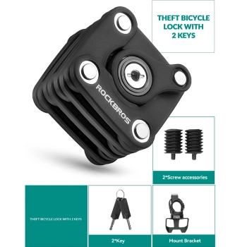  Zapięcie rowerowe blokada koła składane na klucz - czarne - zdj. dodatkowe 3