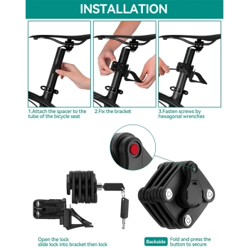  Zapięcie rowerowe blokada koła składane na klucz - czarne - zdj. dodatkowe 4