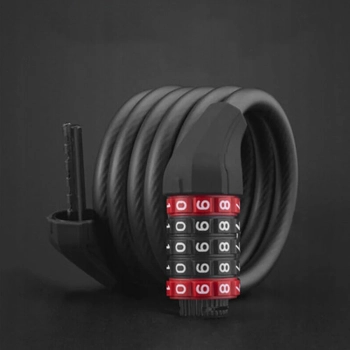  Zapięcie rowerowe zamek na szyfr 5 cyfr lina 1.8m - czarne - zdj. dodatkowe 7