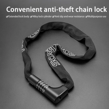  Zapięcie rowerowe dwa zamki na szyfr i klucz 0.95m - czarne - zdj. dodatkowe 6