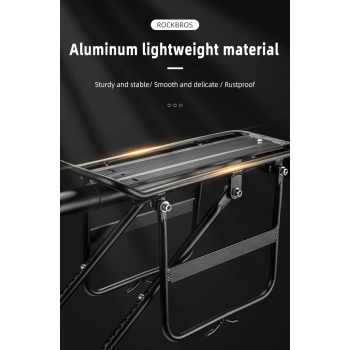  Wytrzymały bagażnik rowerowy z półką i funkcją siodełka i lampką tylną LED czarny - zdj. dodatkowe 7