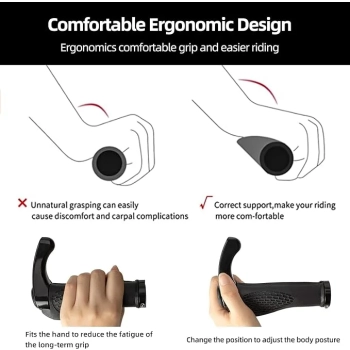  Zestaw gripów rączek rowerowych z rogami antypoślizgowe - czarny - zdj. dodatkowe 10