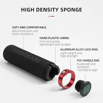  Chwyty rowerowe na kierownicę gripy z gąbki czarno-czerwone - zdj. dodatkowe 2