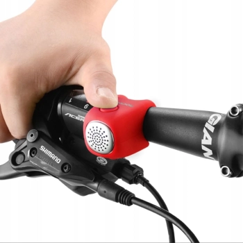  Dzwonek rowerowy elektroniczny w obudowie silikonowej - czerwony - zdj. dodatkowe 1