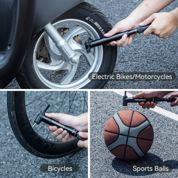  Ręczna mała pompka rowerowa z uchytem do ramy roweru + wkrętak - czarna - zdj. dodatkowe 8