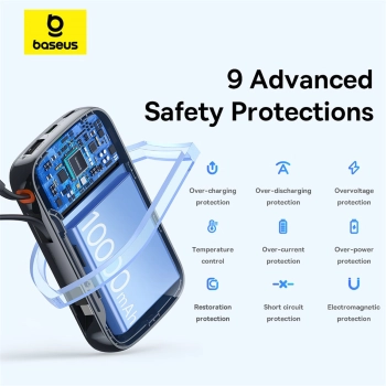  Powerbank Qpow Pro+ 10000mAh z kablem USB-C i wyświetlaczem - czarny - zdj. dodatkowe 9