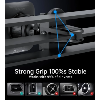  Uchwyt samochodowy na telefon magnetyczny na kratkę wentylacyjną - czarny - zdj. dodatkowe 3