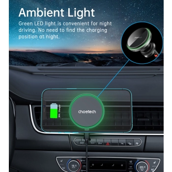  Uchwyt samochodowy z ładowaniem bezprzewodowym 15W na kratkę wentylacyjną - czarny - zdj. dodatkowe 9