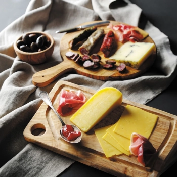  Deska do serwowania wędlin serów z drewna oliwnego okrągła z uchwytem śr. 320 mm - zdj. dodatkowe 1