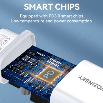  Ładowarka sieciowa 20W USB-A USB-C 100-240V biała - zdj. dodatkowe 7