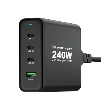  Ładowarka sieciowa GaN 240W USB-A 3x USB-C czarna - zdj. dodatkowe 2