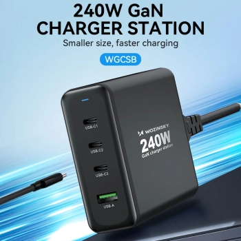  Ładowarka sieciowa GaN 240W USB-A 3x USB-C czarna - zdj. dodatkowe 7