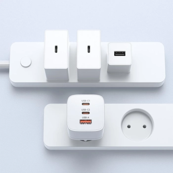  Ładowarka sieciowa GaN 65W 100-240V USB-A 2x USB-C biała - zdj. dodatkowe 9