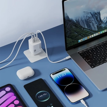  Ładowarka sieciowa GaN 65W 100-240V USB-A 2x USB-C biała - zdj. dodatkowe 10