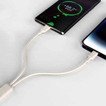  Kabel przewód wzmacniany SR USB-C - USB-C 100W 1m beżowy - zdj. dodatkowe 1