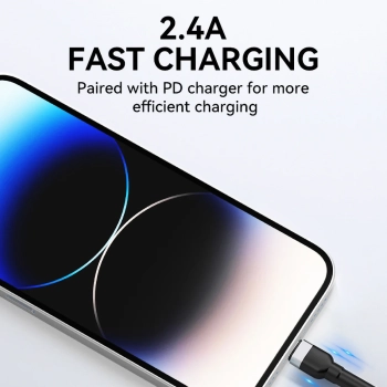  Kabel przewód do iPhone w oplocie USB-A - Lightning 2.4A 1m czarny - zdj. dodatkowe 6