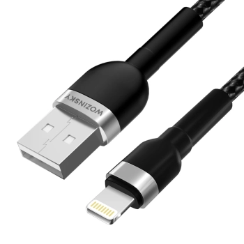  Kabel przewód do iPhone w oplocie USB-A - Lightning 2.4A 2m czarny - zdj. dodatkowe 2