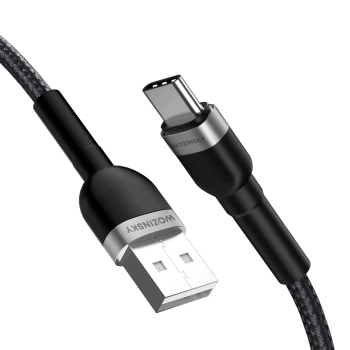  Kabel przewód w oplocie USB-A - USB-C 2.4A 2m czarny - zdj. dodatkowe 1