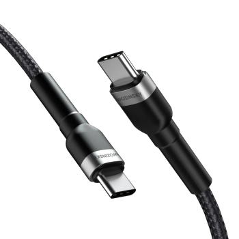  Kabel przewód w oplocie USB-C - USB-C PD 65W 1m czarny - zdj. dodatkowe 1