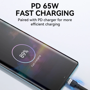  Kabel przewód w oplocie USB-C - USB-C PD 65W 2m czarny - zdj. dodatkowe 6