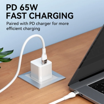  Trwały elastyczny kabel przewód USB-C - USB-C PD 65W 1m biały - zdj. dodatkowe 8