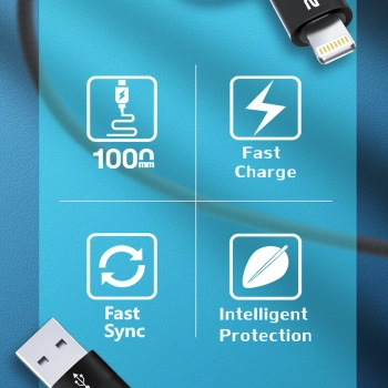  4w1 Uniwersalny kabel przewód 2x USB-C 1x USB-A 1x Lightning 60W 1m czarny - zdj. dodatkowe 5