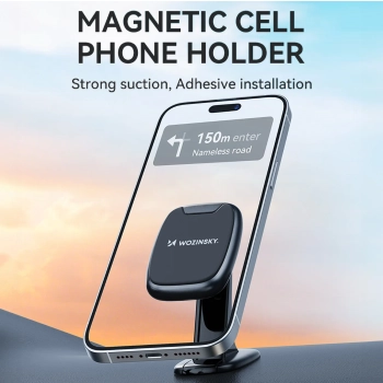  Uchwyt na telefon magnetyczny na deskę rozdzielczą w samochodzie czarny - zdj. dodatkowe 3