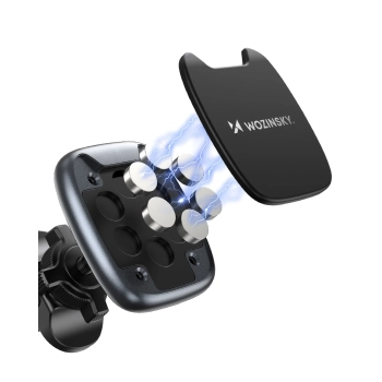  Uchwyt na telefon magnetyczny na kratkę nawiewu w samochodzie czarny - zdj. dodatkowe 9