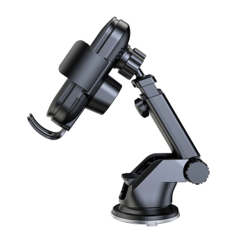  Uchwyt na telefon z ładowarką indukcyjną 15W na deskę rozdzielczą samochodu czarny - zdj. dodatkowe 1