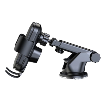  Uchwyt na telefon z ładowarką indukcyjną 15W na deskę rozdzielczą samochodu czarny - zdj. dodatkowe 2