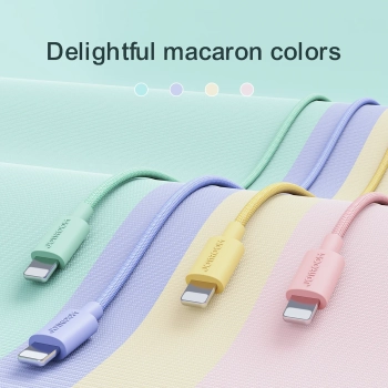  Kabel przewód w oplocie do iPhoneUSB-A - Lightning 2m pastel różowy - zdj. dodatkowe 1