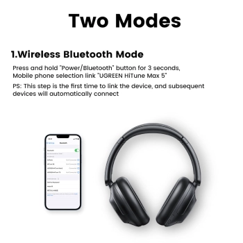  Słuchawki bezprzewodowe HiTune Max5 nauszne z hybrydową redukcją szumów ANC czarne - zdj. dodatkowe 1