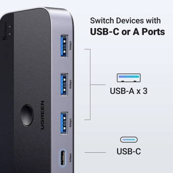  Przełącznik switch 2-in-4 na 2 komputery USB 3.0 + 2x kabel USB-A czarny - zdj. dodatkowe 2