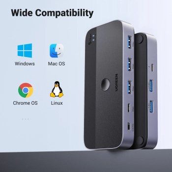  Przełącznik switch 2-in-4 na 2 komputery USB 3.0 + 2x kabel USB-A czarny - zdj. dodatkowe 4